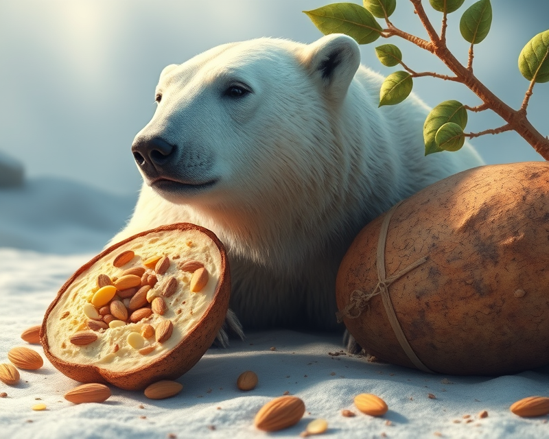 polar bear, potato, almond